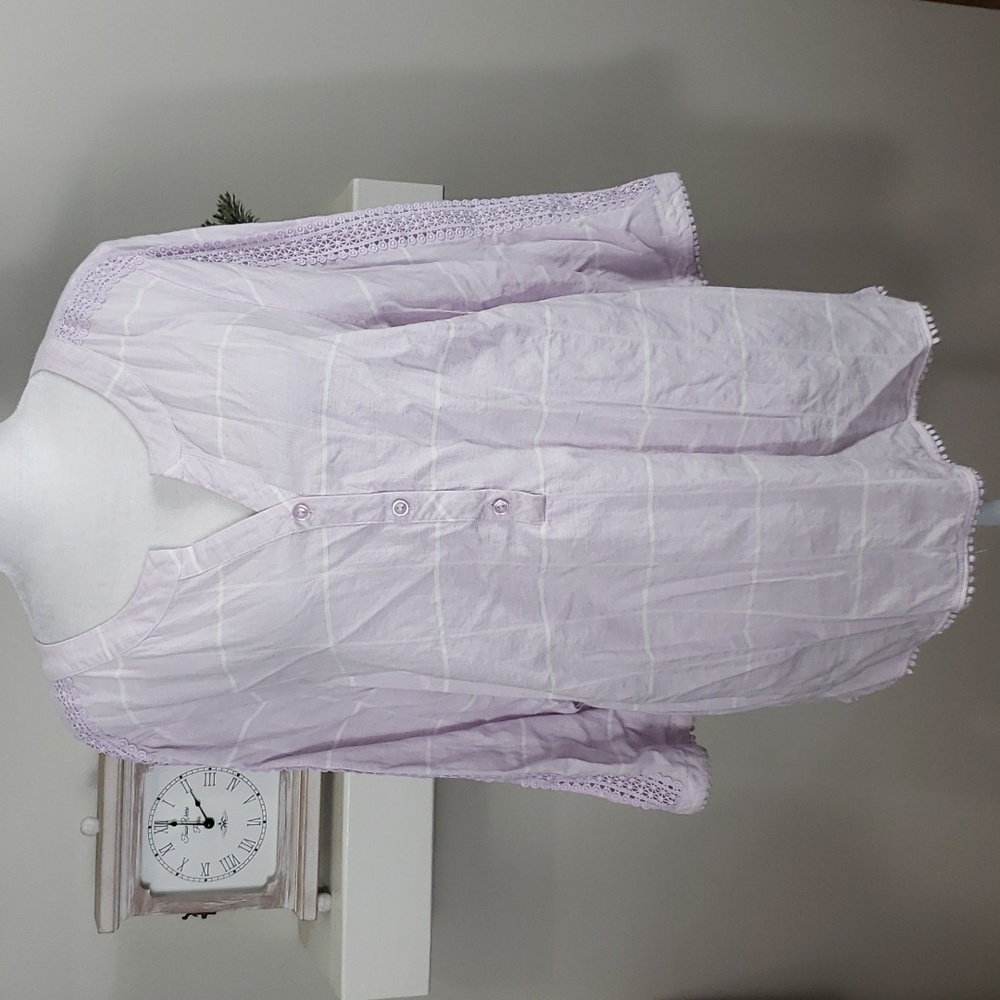 CJ Banks 3/4 Embroidered Sleeve Top